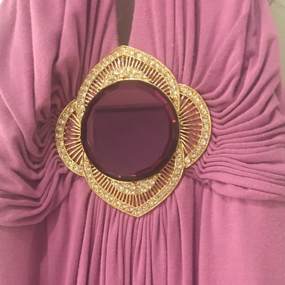 SKY Light Purple Embellished V-neck Top Sz XS - Picture 9 of 11